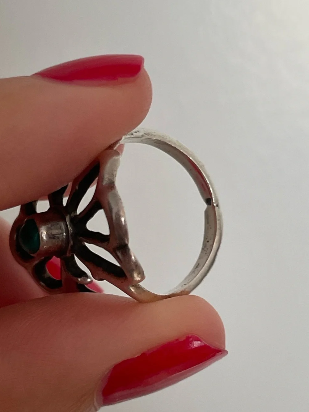Sterling and Turquoise Sandcast Ring